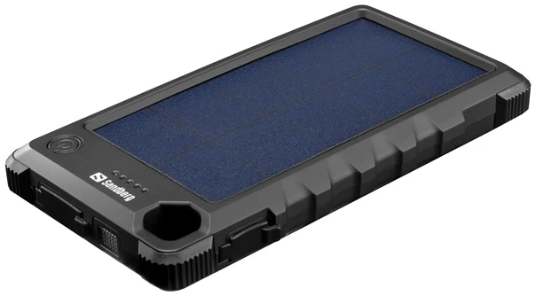 Sandberg Akkubank - Outdoor Solar Powerbank 10000 (napelem; vízálló, elemlámpa; USB-C+USB-A)