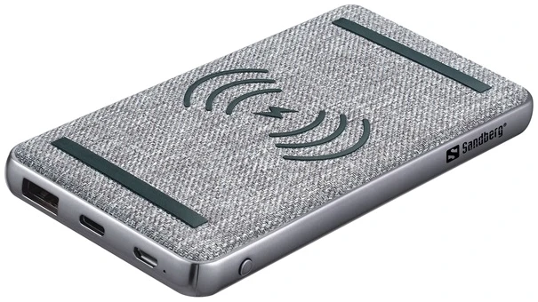 Sandberg Akkubank - Powerbank 10000 PD20W+Wireless (Csatlakozók: MicroUSB/USB-C/USB-A, vezeték nélküli telefontöltés)