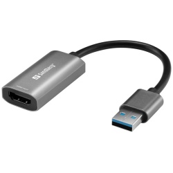 Sandberg Kábel Átalakító - HDMI Capture Link to USB (szürke; HDMI bemenet - USB-A2.0 kimenet)