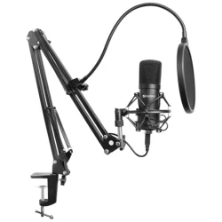 Sandberg Mikrofon - Streamer USB Microphone Kit (fekete; USB; Pop-filter; lökés-csillapító; állítható asztali tartókar)
