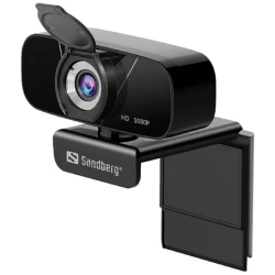 Sandberg Webkamera - USB Chat Webcam 1080P HD (1920x1080, 30 FPS, USB 2.0, univerzális csipesz, mikrofon, 1,5m kábel)