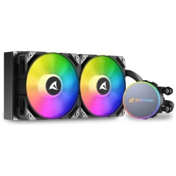 Sharkoon CPU Water Cooler - S70 RGB AIO 240mm (max. 35 dB (A); max. 131.93 m3/h; 2x12cm, A-RGB LED)