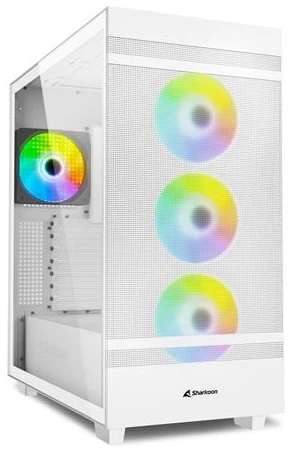 Sharkoon Számítógépház - Rebel C50 RGB White (fehér; ablakos; ATX, 4x120mm RGB ventilátor; 2xUSB3.0; 1xUSB 3.2; I/O)