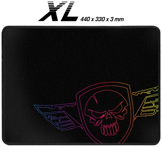 Spirit of Gamer Egérpad - Darkskull Mouse Pad - King Size (430 x 330 x 3mm; varrott szélek; fekete)