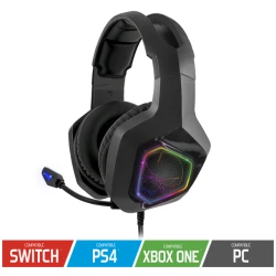 Spirit of Gamer Fejhallgató - ELITE H50 Black (MultiPlatform, RGB, 3.5mm Jack, mikrofon, hangerőszabályzó, nagy-párnás)