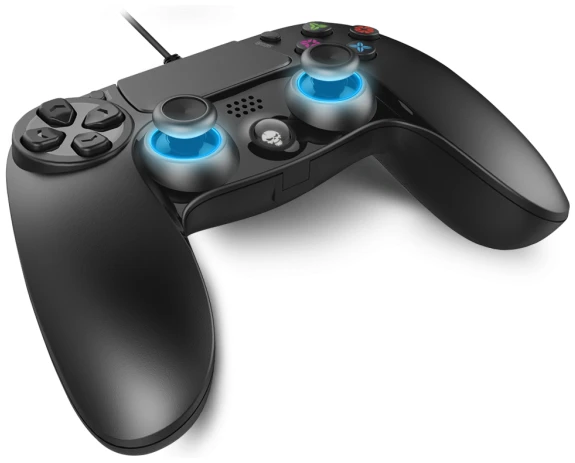Spirit of Gamer Gamepad - XGP WIRED PS4 (USB, 1,9m kábel, Vibration, PC és PS4 kompatibilis, fekete-kék)