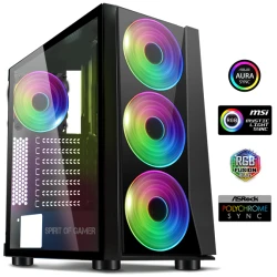 Spirit of Gamer Számítógépház - GHOST III RGB (fekete, ablakos, 4x12cm ventilátor, ATX, mATX, 2xUSB3.0, 1xUSB2.0)