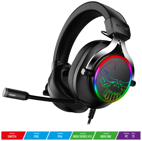 Spirit of Gamer Fejhallgató - MIC-XH600 (MultiPlatform, 7.1, mikrofon, hangerőszabályzó, nagy-párnás, fekete)