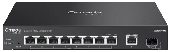 TP-Link Switch Menedzselhető - ES210XPP-M2 (Omada; 8x 2,5Gbps; 1x 10Gbps SFP+; 8x 802.3af/at PoE++ port; 200W PoE)