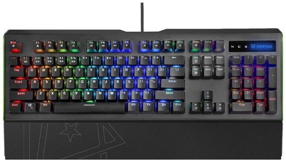 Vertux Billentyűzet - TOUCAN (Vezetékes, Mechanikus, Full Anti-Ghosting, EN, RGB LED, csuklótámasz, fekete)
