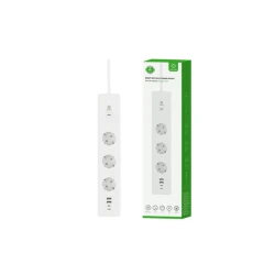 Woox Smart Home Elosztó - R6132 (3 db Schuko, IP20, 16A, 2xUSB2.0, 2xUSBC, energiafogyasztás monitoring, 1,5m)