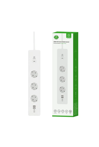 Woox Smart Home Elosztó - R6132 (3 db Schuko, IP20, 16A, 2xUSB2.0, 2xUSBC, energiafogyasztás monitoring, 1,5m) 1 Woox Smart Home Elosztó - R6132 (3 db Schuko, IP20, 16A, 2xUSB2.0, 2xUSBC, energiafogyasztás monitoring, 1,5m)