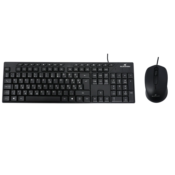 Bluestork Billentyűzet/Egér Kit - 2 in 1 PACK-MEDIA-OFF/HU (Multimédia bill, 1600 DPI egér, USB-A, fekete, magyar)