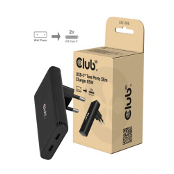 Club 3D Hálózati Adapter - CAC-1935 (65W 2xUSB-C, PD3.1, túltöltés védelem, kicsi méret, fekete)