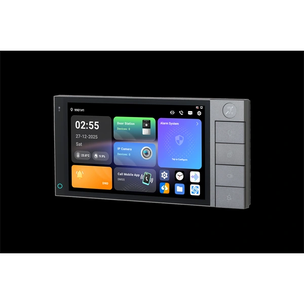 Dahua 2 vezetékes IP video kaputelefon - SCP3022B-IBZ-S (beltéri egység, Android, 7" 1024x600, hangsz. mikr.; Wifi)