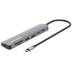 Manhattan USB HUB - USB-C PD 7-in-1, Type-C to HDMI, 2db USB-A, USB-C PD(100 W), USB-C, SD/microSD