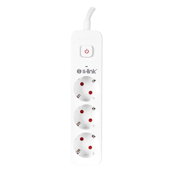 S-Link Túlfeszültségvédő - SPG301S (1,5m, 750 Joule, 16A, 3680W, 3db schuko, fehér)