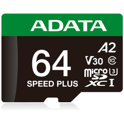 ADATA MicroSD kártya - 64GB microSDXC UHS-I U3 Class10 A2 V30 (R/W: 160/140 MB/s) + adapter