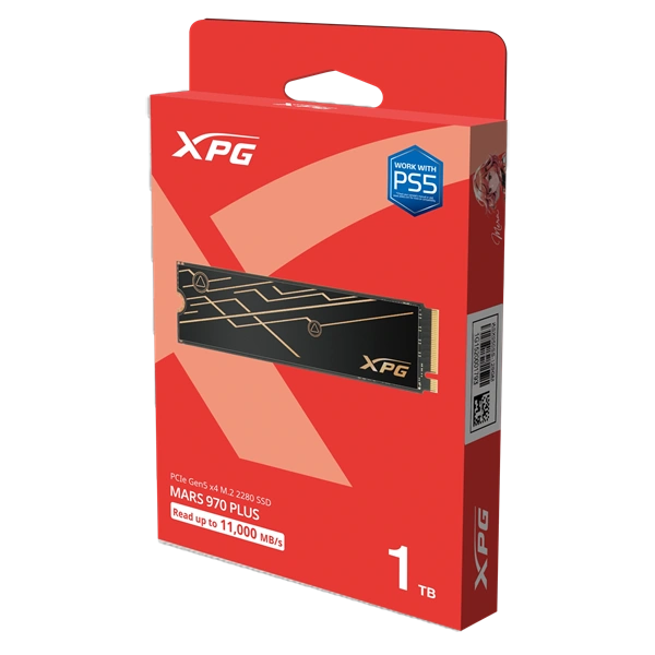 ADATA SSD - 1TB XPG MARS 970 BLADE PLUS (3D, M.2 PCI-E Gen 5x4, Olvasás: 10500 MB/s, Írás: 9500 MB/s)
