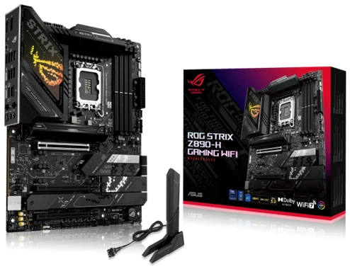 Asus Alaplap - Intel ROG STRIX Z890-H GAMING WIFI LGA1851 (Z890, ATX, 4xDDR5 9066+MHz, 4xSATA3, 4xM.2, HDMI+DP)