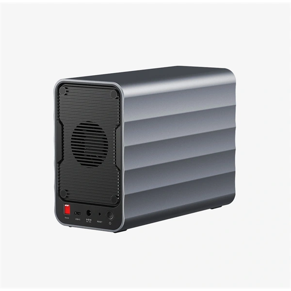Hikvision HIKSEMI DAS - 2db 2,5/3,5 HDD/SSD -> USB-A/C, SD , MicroSD, ventilátor, Max.: 48TB, Fekete