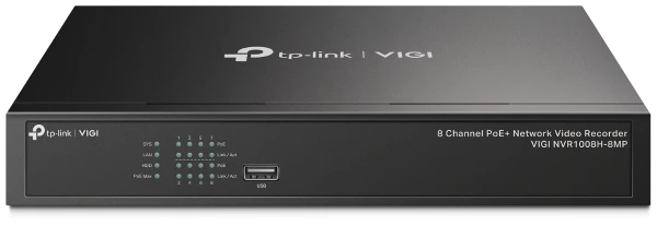 TP-link NVR rögzítő - NVR1008H-8MP (8 csatorna, 8 PoE+ port; H265+, 8MP, HDMI, VGA, 2xUSB, 1x Sata(max10TB), audio)